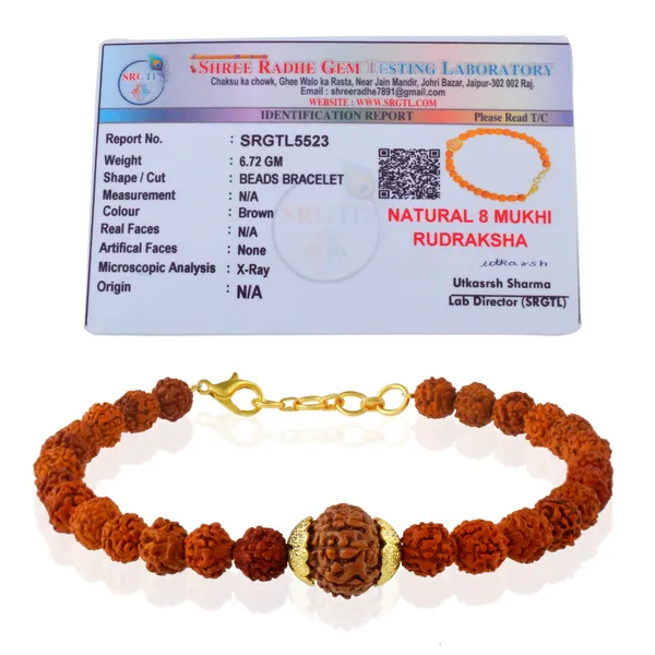 7_Mukhi_With_5_Mukhi_Gold_Plated_Rudraksha_Bracelet_With_Sphatik_Crystal_Shivling_|_For_Men_&_Women_Natural_&_Certified