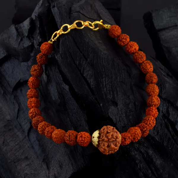 8_Mukhi_With_5_Mukhi_Gold_Plated_Rudraksha_Bracelet_With_Sphatik_Crystal_Shivling_|_For_Men_&_Women_Natural_&_Certified
