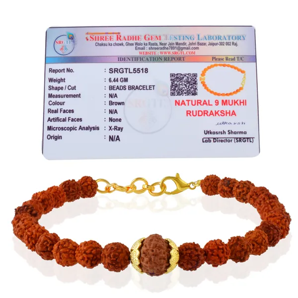 9_Mukhi_With_5_Mukhi_Gold_Plated_Rudraksha_Bracelet_With_Sphatik_Crystal_Shivling_|_For_Men_&_Women_Natural_&_Certified