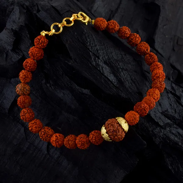10_Mukhi_With_5_Mukhi_Gold_Plated_Rudraksha_Bracelet_With_Sphatik_Crystal_Shivling_|_For_Men_&_Women_Natural_&_Certified