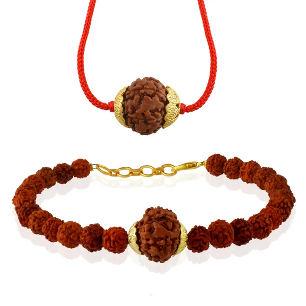 Combo_Of_7_Mukhi_Nepali_Rudraksha_Gold_Plated_Pendant_And_Bracelet_With_Sphatik_Crystal_Shivling_|_Astrological_Rudraksha_Natural_&_Certified