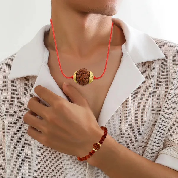 Combo_Of_7_Mukhi_Nepali_Rudraksha_Gold_Plated_Pendant_And_Bracelet_With_Sphatik_Crystal_Shivling_|_Astrological_Rudraksha_Natural_&_Certified