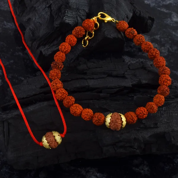 Combo_Of_7_Mukhi_Nepali_Rudraksha_Gold_Plated_Pendant_And_Bracelet_With_Sphatik_Crystal_Shivling_|_Astrological_Rudraksha_Natural_&_Certified