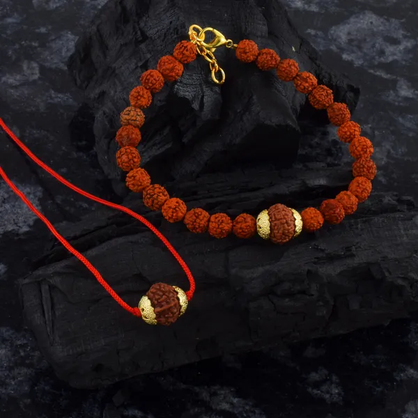 Combo_Of_10_Mukhi_Nepali_Rudraksha_Gold_Plated_Pendant_And_Bracelet_With_Sphatik_Crystal_Shivling_|_Astrological_Rudraksha_Natural_&_Certified
