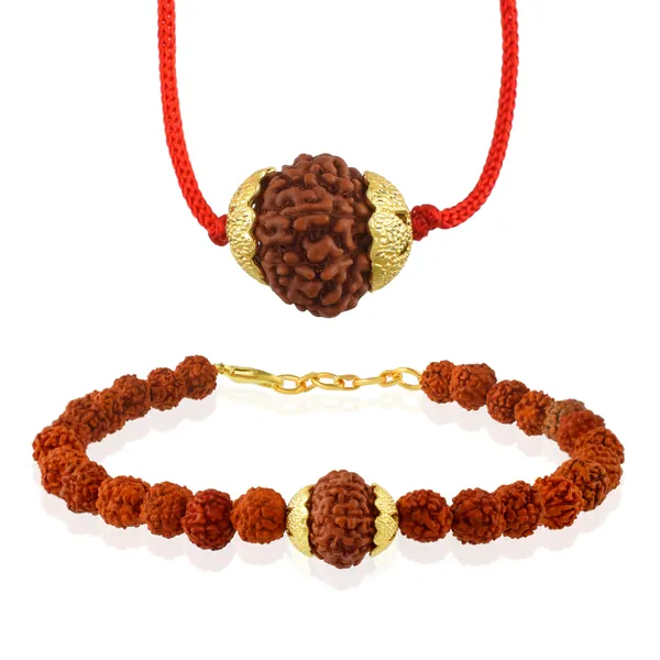 Combo_Of_10_Mukhi_Nepali_Rudraksha_Gold_Plated_Pendant_And_Bracelet_With_Sphatik_Crystal_Shivling_|_Astrological_Rudraksha_Natural_&_Certified