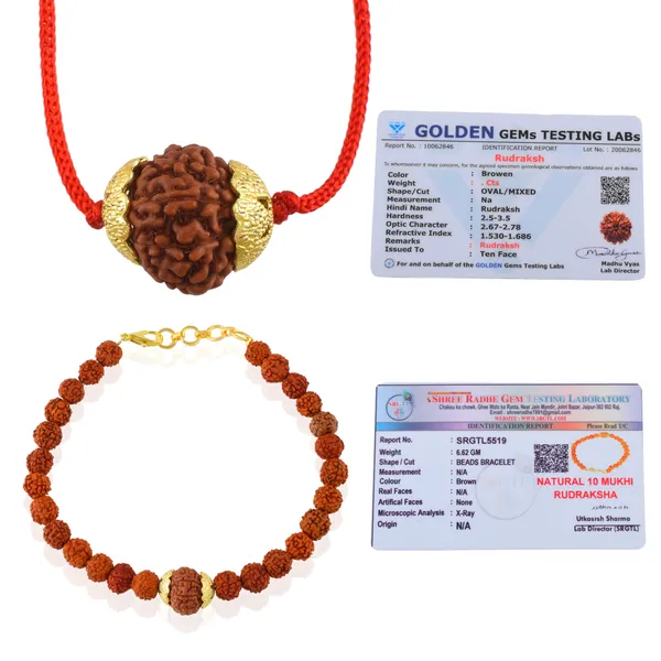Combo_Of_10_Mukhi_Nepali_Rudraksha_Gold_Plated_Pendant_And_Bracelet_With_Sphatik_Crystal_Shivling_|_Astrological_Rudraksha_Natural_&_Certified