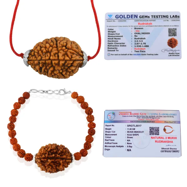 Combo_Of_2_Mukhi_Nepali_Rudraksha_Silver_Plated_Pendant_And_Bracelet_With_Sphatik_Crystal_Shivling_|_Astrological_Rudraksha_Natural_&_Certified