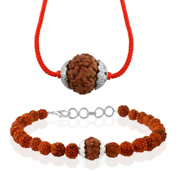 Combo_Of_7_Mukhi_Nepali_Rudraksha_Silver_Plated_Pendant_And_Bracelet_With_Sphatik_Crystal_Shivling_|_Astrological_Rudraksha_Natural_&_Certified
