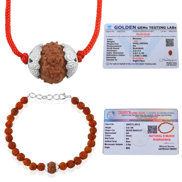 Combo_Of_9_Mukhi_Nepali_Rudraksha_Silver_Plated_Pendant_And_Bracelet_With_Sphatik_Crystal_Shivling_|_Astrological_Rudraksha_Natural_&_Certified