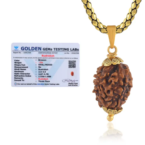 3_Mukhi_Nepali_Rudraksha_With_Sterling_Silver_Chain_|_For_Men_&_Women_Natural_&_Certified