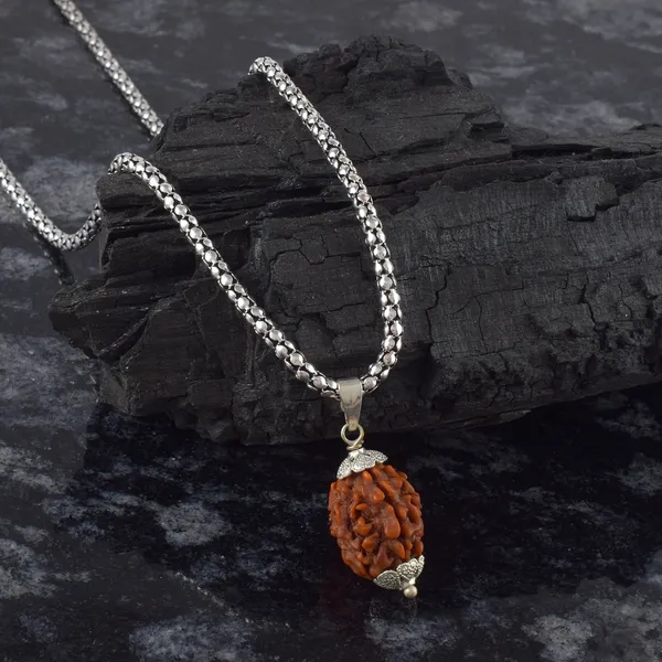 3_Mukhi_Nepali_Rudraksha_With_Sterling_Silver_Chain_|_For_Men_&_Women_Natural_&_Certified