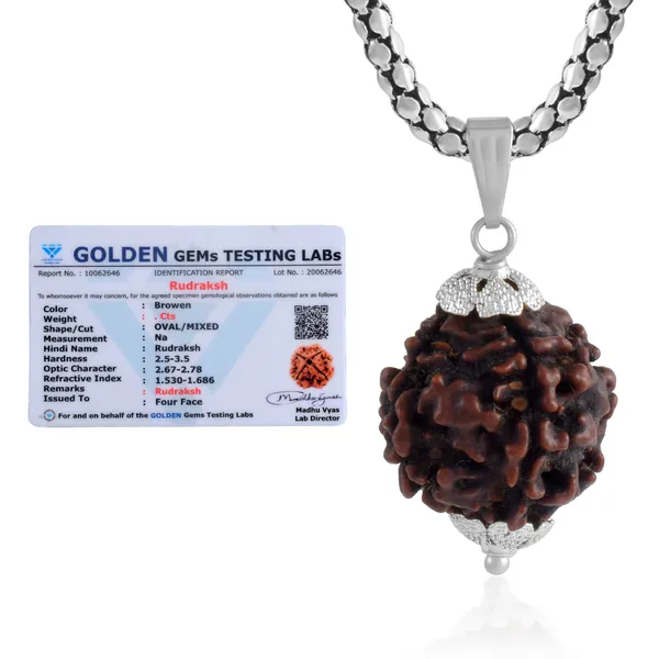 4_Mukhi_Nepali_Rudraksha_With_Sterling_Silver_Chain_|_For_Men_&_Women_Natural_&_Certified