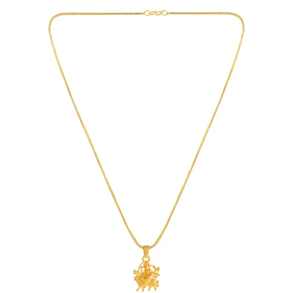 Gold_Plated_Durga_Mata_Pendant_With_Chain_|_For_Men_&_Women