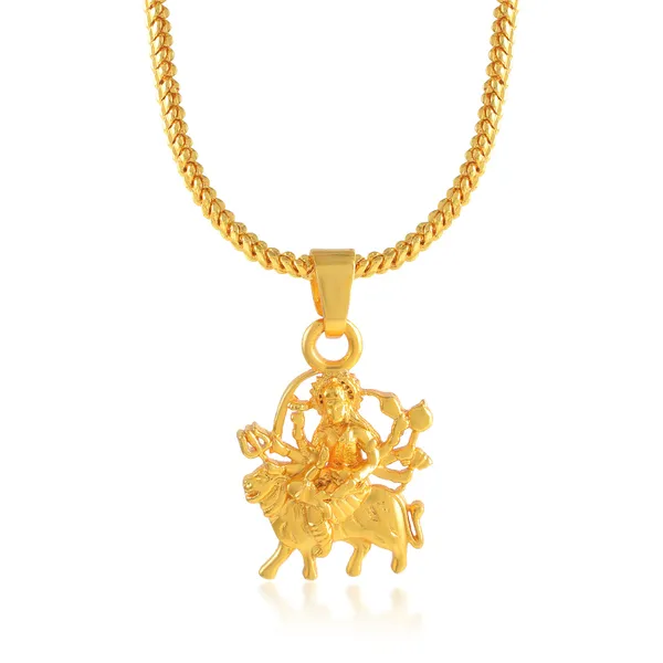Gold_Plated_Durga_Mata_Pendant_With_Chain_|_For_Men_&_Women