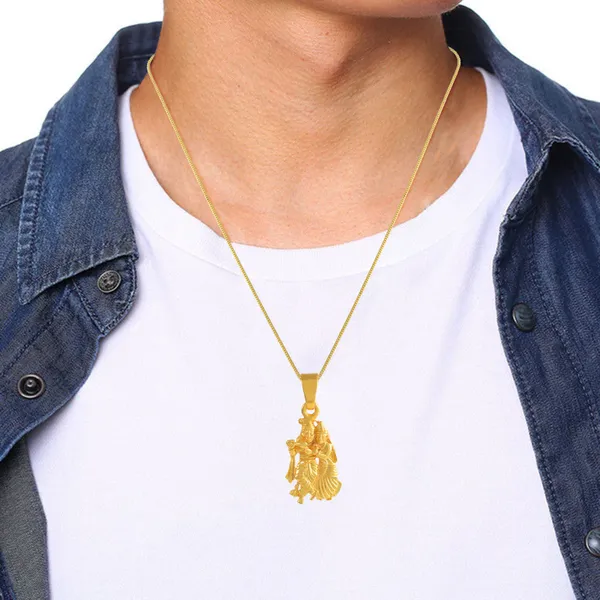 Radha_Krishna_Gold_Plated_Locket_With_Chain_|_For_Men_&_Women