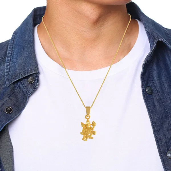 Gold_Plated_God_Hanuman_Pendant_with_Chain_|_For_Men_&_Women