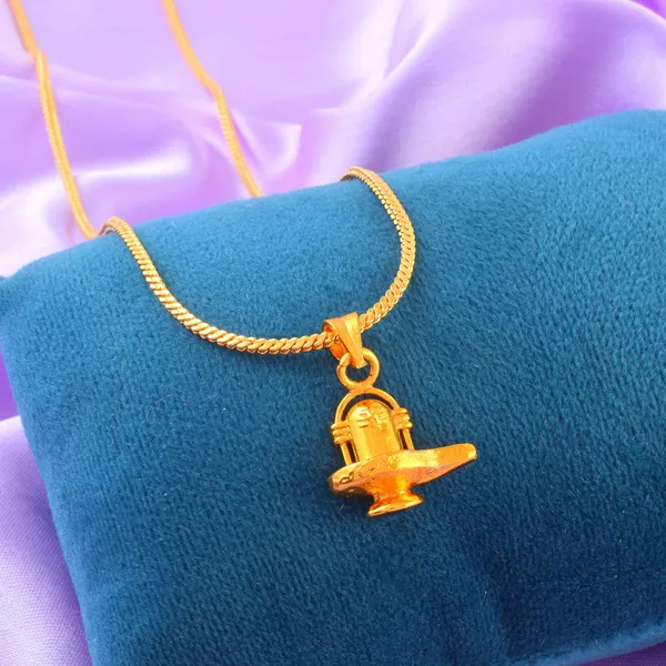 Gold_Plated_Shivling_Religious_Pendant_with_Chain_|_For_Men_and_Women