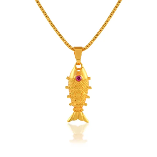 Gold_Plated_CZ_Studded_Fish_Pendant_With_Chain_|_For_Men_And_Women