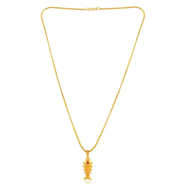 Gold_Plated_CZ_Studded_Fish_Pendant_With_Chain_|_For_Men_And_Women