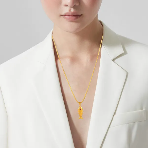 Gold_Plated_CZ_Studded_Fish_Pendant_With_Chain_|_For_Men_And_Women