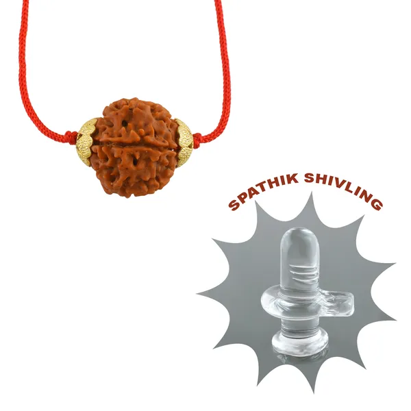 5_Mukhi_Nepali_Rudraksha_Gold_Plated_Pendant_With_Spetic_Crystal_Shivling_|_Astrological_Natural_&_Certified_for_Men_&_Women