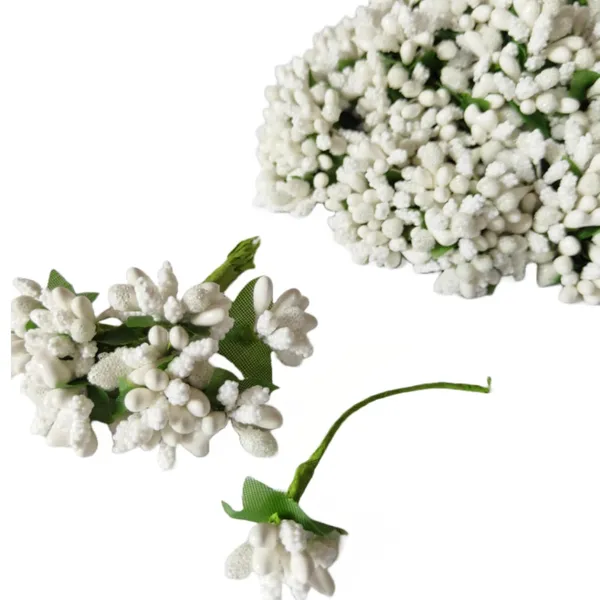 White_Artificial_Pollen_Flower_For_Diy_Craft_|_Jewellery_Making_|_Hair_Accessories_|_Home_Decoration