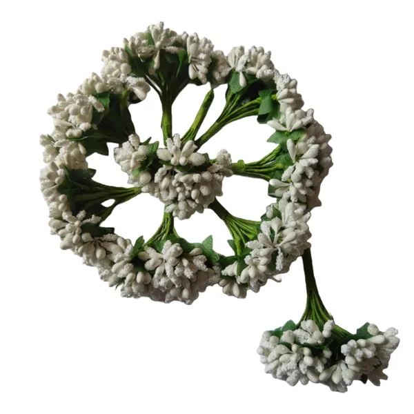 White_Artificial_Pollen_Flower_For_Diy_Craft_|_Jewellery_Making_|_Hair_Accessories_|_Home_Decoration