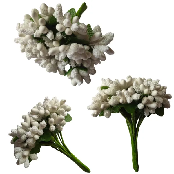 White_Artificial_Pollen_Flower_For_Diy_Craft_|_Jewellery_Making_|_Hair_Accessories_|_Home_Decoration