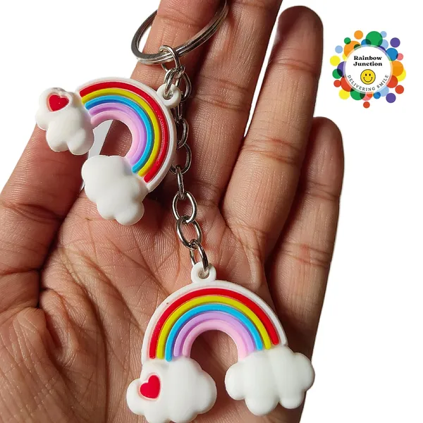 Rainbow_White_3D_Silicone_Premium_Key_Rings_Suitable_For_Car_Bike_Key_Chains_|_Bag_Charms_|_Gifts_(Pack_Of_2)_(8_X_2_X_4_Cm)
