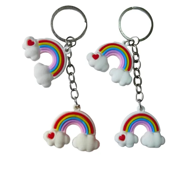 Rainbow_White_3D_Silicone_Premium_Key_Rings_Suitable_For_Car_Bike_Key_Chains_|_Bag_Charms_|_Gifts_(Pack_Of_2)_(8_X_2_X_4_Cm)