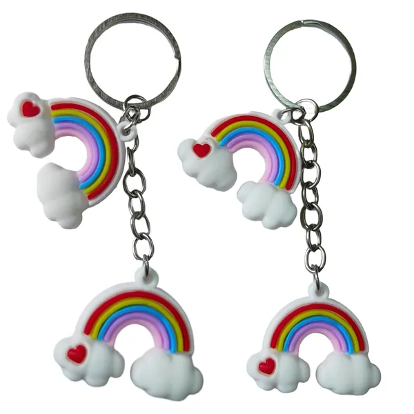 Rainbow_White_3D_Silicone_Premium_Key_Rings_Suitable_For_Car_Bike_Key_Chains_|_Bag_Charms_|_Gifts_(Pack_Of_2)_(8_X_2_X_4_Cm)