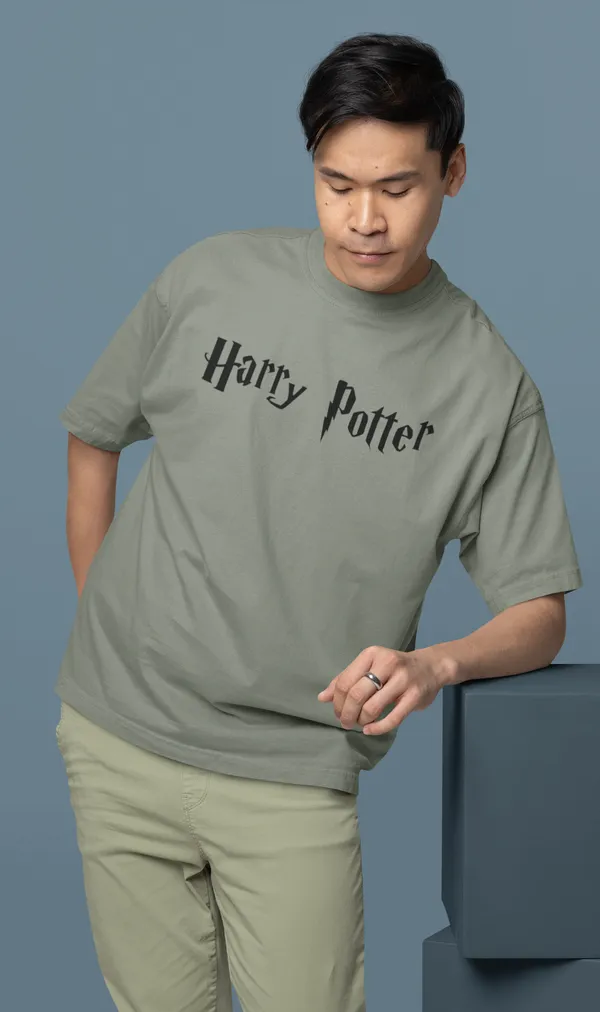 Gray_Pure_Cotton_Oversized_Drop_Shoulder_Men_T-shirt_With_240_GSM_(Harry_Potter_All_Character_Collage)
