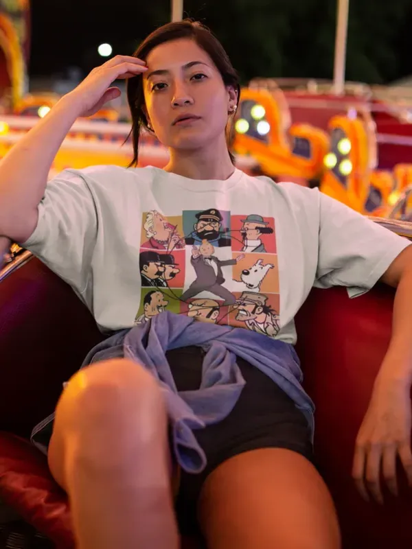 Off_White_Pure_Cotton_Oversized_Drop_Shoulder_Women_T-shirt_With_240_GSM_(Tintin_All_Characters)