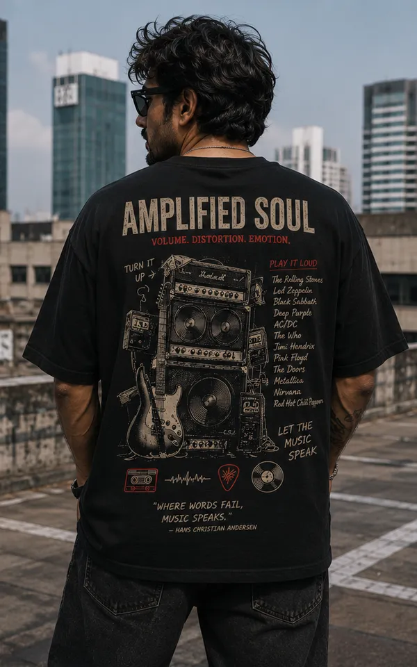 Appam_Amplified_Soul_Oversized_T-Shirt_|_Volume_Distortion_Emotion_|_Rock_Music_Guitar_Amp_Graphic_Back_Print_|_240_GSM_Biowashed_Cotton_Black