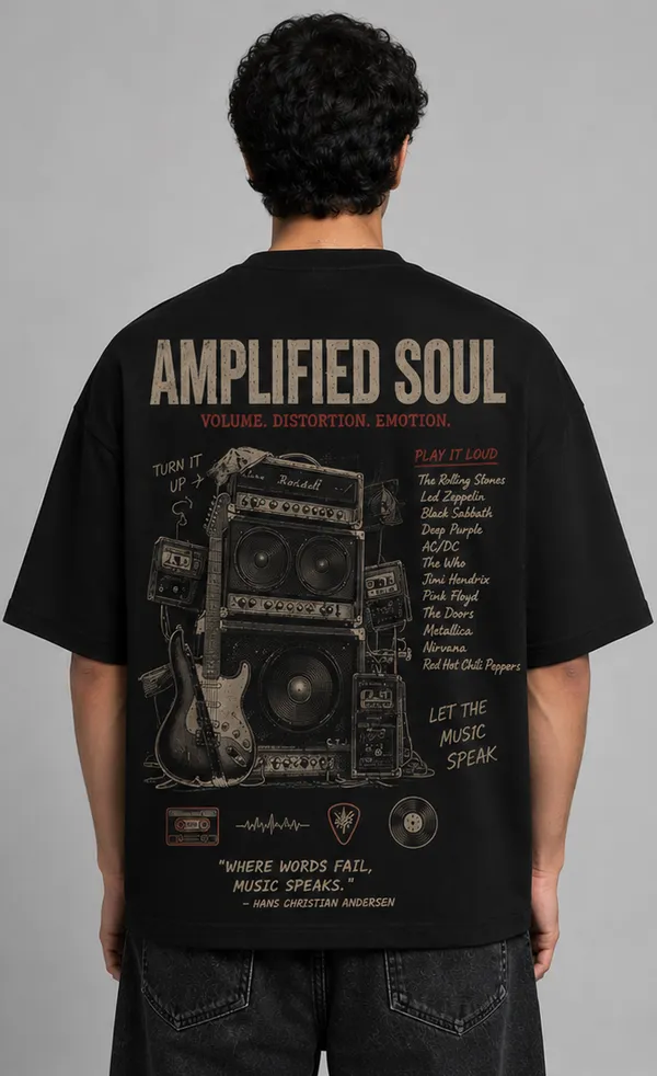Appam_Amplified_Soul_Oversized_T-Shirt_|_Volume_Distortion_Emotion_|_Rock_Music_Guitar_Amp_Graphic_Back_Print_|_240_GSM_Biowashed_Cotton_Black