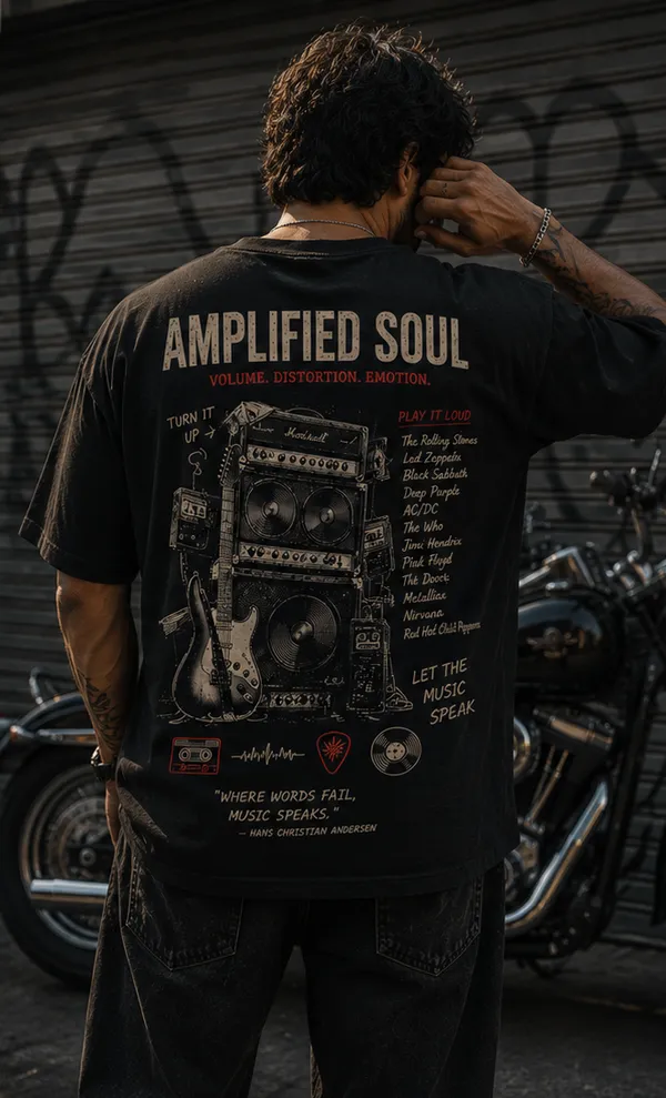 Appam_Amplified_Soul_Oversized_T-Shirt_|_Volume_Distortion_Emotion_|_Rock_Music_Guitar_Amp_Graphic_Back_Print_|_240_GSM_Biowashed_Cotton_Black