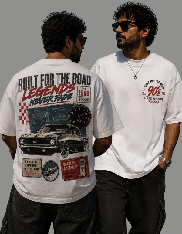 Appam_Legends_Never_Fade_Oversized_T-Shirt_|_Built_for_The_Road_Vintage_Muscle_Car_Graphic_|_Back_Printed_Retro_Auto_Tee_|_240_GSM_Biowashed_Cotton_White