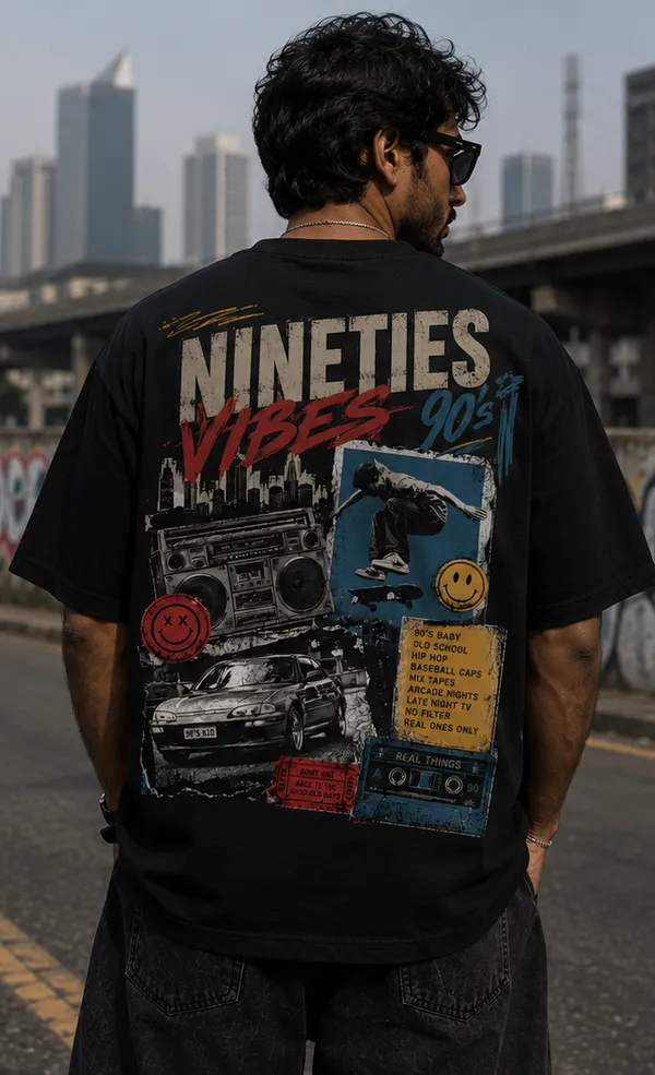 Appam_Nineties_Vibes_90s_Oversized_T-Shirt_|_Back_Printed_Old_School_Hip_Hop_Skate_Culture_Graphic_Tee_|_Retro_Streetwear_|_240_GSM_Biowashed_Cotton_Black