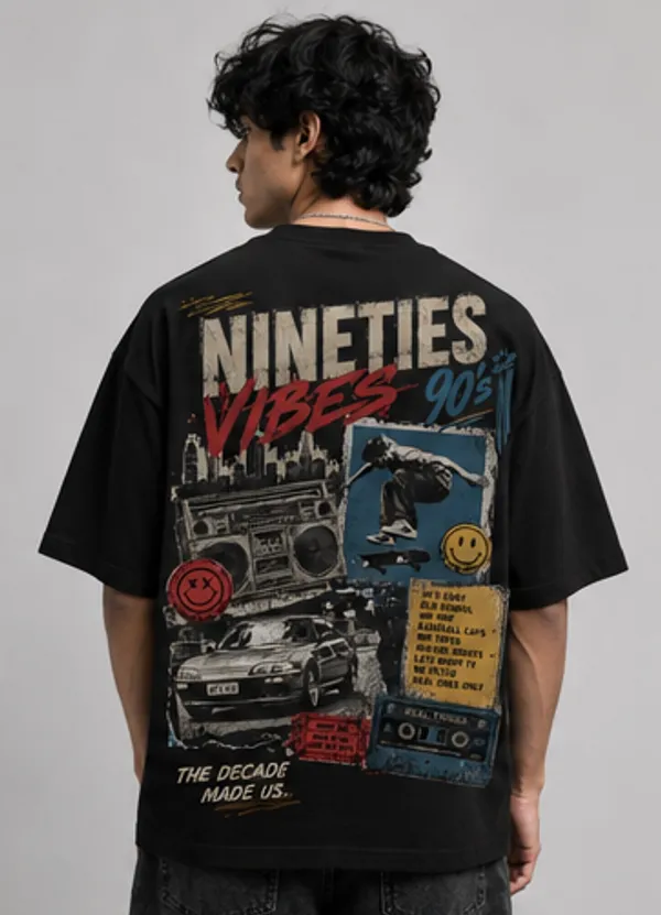 Appam_Nineties_Vibes_90s_Oversized_T-Shirt_|_Back_Printed_Old_School_Hip_Hop_Skate_Culture_Graphic_Tee_|_Retro_Streetwear_|_240_GSM_Biowashed_Cotton_Black
