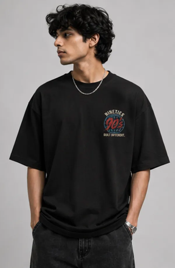 Appam_Nineties_Vibes_90s_Oversized_T-Shirt_|_Back_Printed_Old_School_Hip_Hop_Skate_Culture_Graphic_Tee_|_Retro_Streetwear_|_240_GSM_Biowashed_Cotton_Black