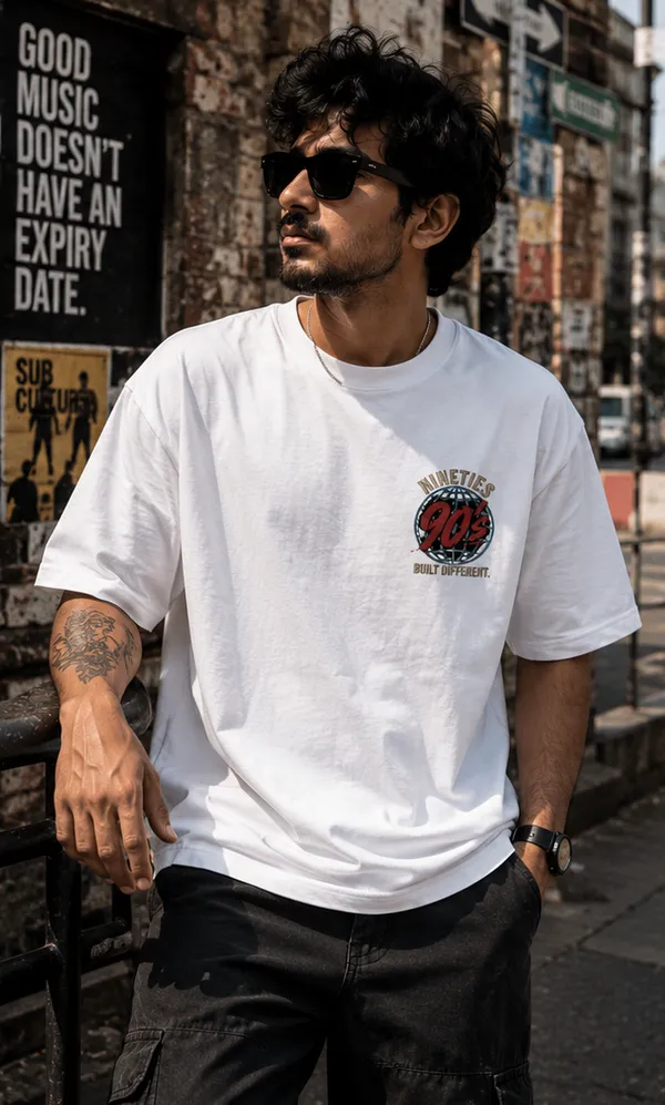 Appam_Nineties_Vibes_90s_Oversized_T-Shirt_|_Back_Printed_Old_School_Hip_Hop_Skate_Culture_Graphic_Tee_|_Retro_Streetwear_|_240_GSM_Biowashed_Cotton_White