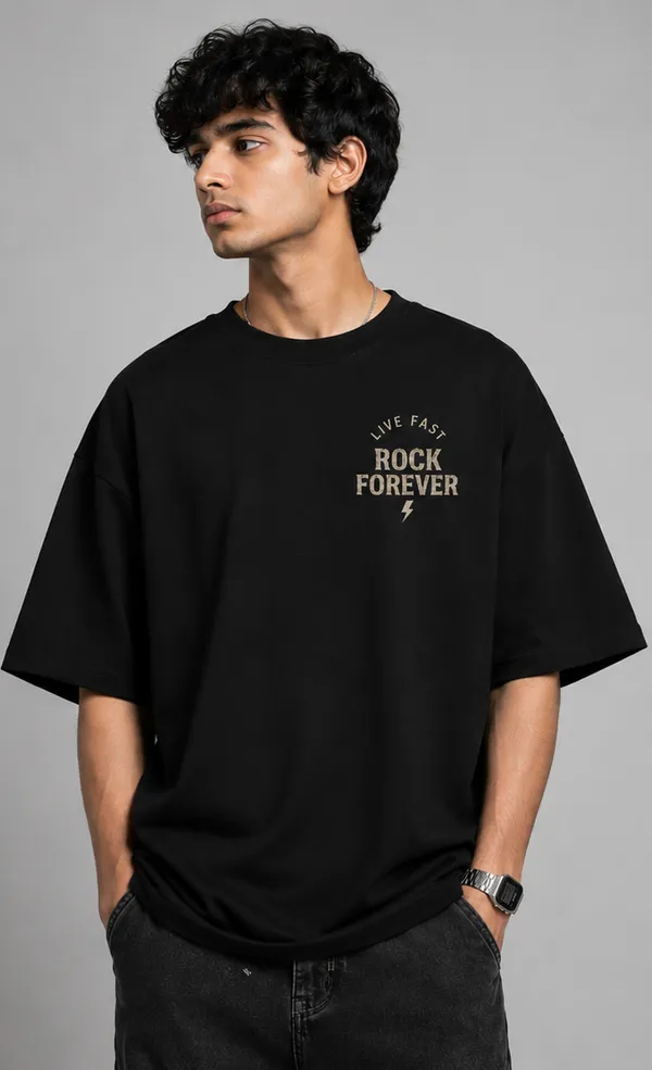 Appam_Rock_Forever_Oversized_T-Shirt_|_Live_Fast_Back_Printed_Graphic_Tee_|_Vintage_Rock_Music_Concert_Poster_Style_|_240_GSM_Biowashed_Cotton_Black