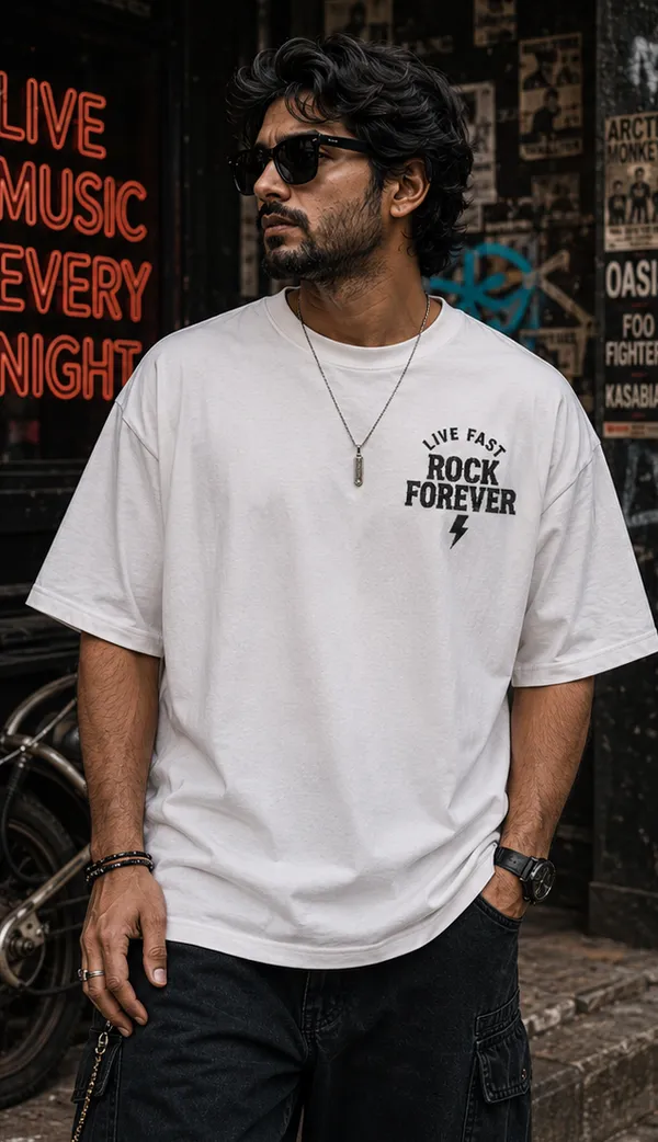 Appam_Rock_Forever_Oversized_T-Shirt_|_Live_Fast_Back_Printed_Graphic_Tee_|_Vintage_Rock_Music_Concert_Poster_Style_|_240_GSM_Biowashed_Cotton_White