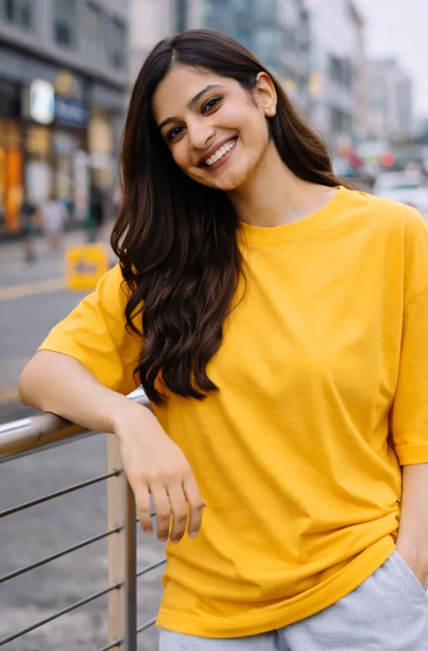 Solid_Mustard_Colour_Pure_Cotton_Oversized_Drop_Shoulder_Unisex_240_GSM_T-shirt