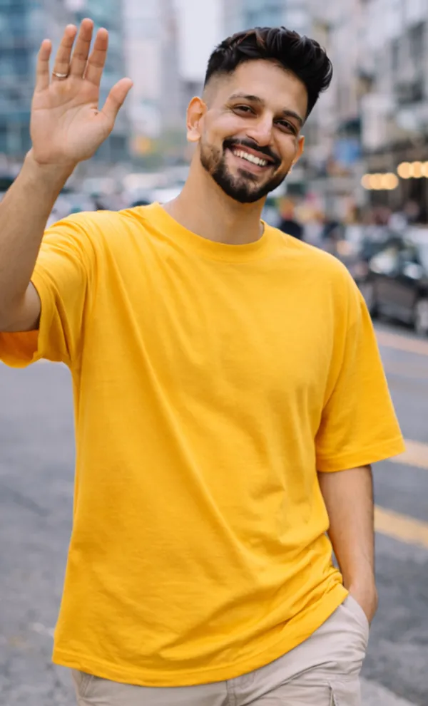 Solid_Mustard_Colour_Pure_Cotton_Oversized_Drop_Shoulder_Unisex_240_GSM_T-shirt