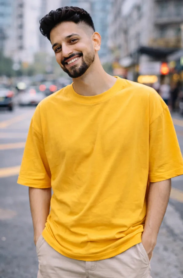 Solid_Mustard_Colour_Pure_Cotton_Oversized_Drop_Shoulder_Unisex_240_GSM_T-shirt