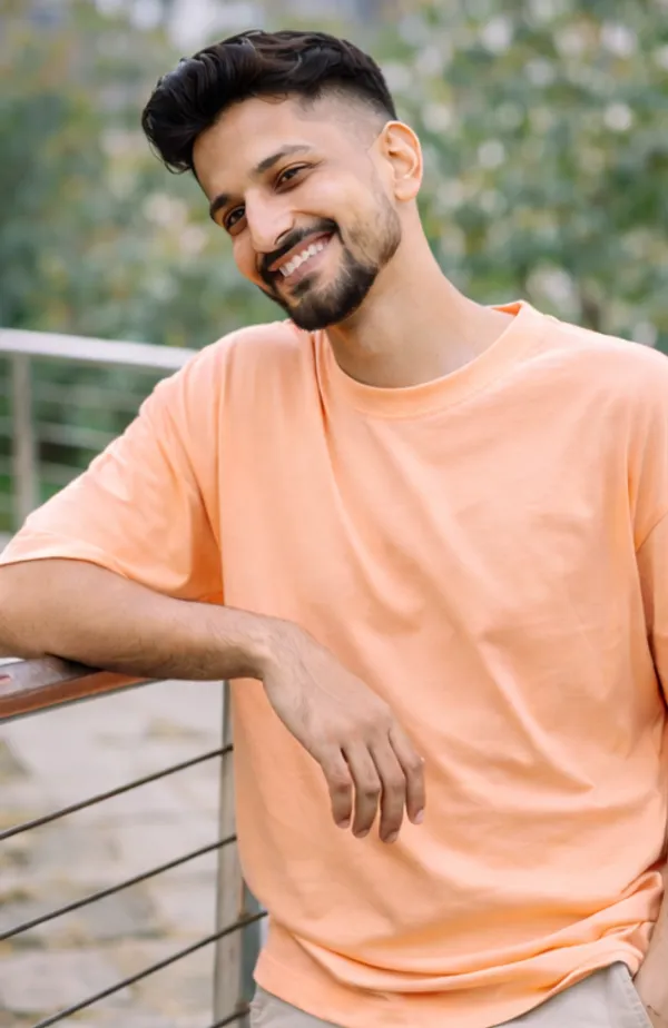 Solid_Peach_Colour_Pure_Cotton_Oversized_Drop_Shoulder_Unisex_240_GSM_T-shirt
