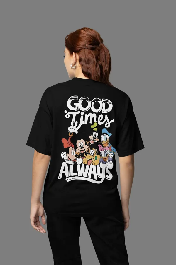 Black_Pure_Cotton_Oversized_Drop_Shoulder_Unisex_T-shirt_With_240_GSM_(Good_Vibes_Mickey_Mouse_Friends)