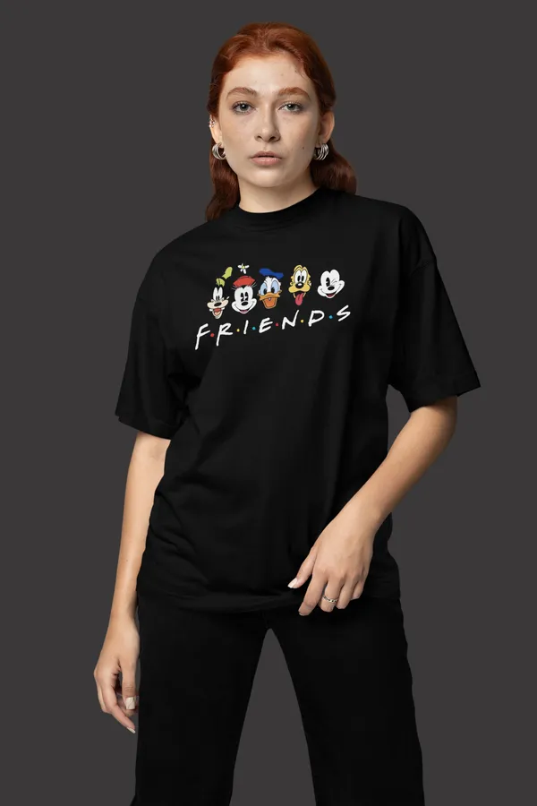 Black_Pure_Cotton_Oversized_Drop_Shoulder_Unisex_T-shirt_With_240_GSM_(Good_Vibes_Mickey_Mouse_Friends)