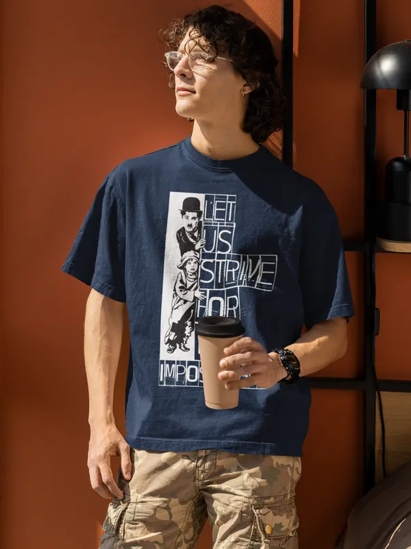 Darkest_Blue_Pure_Cotton_Oversized_Drop_Shoulder_Unisex_T-shirt_With_240_GSM_(Charlie_Chaplin)